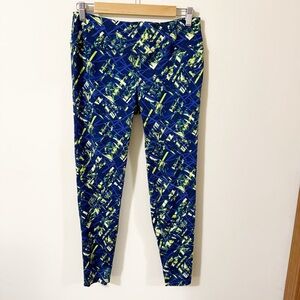 Ikonik Womens Navy Geometric Leggings Size Large Athletic Running Gym